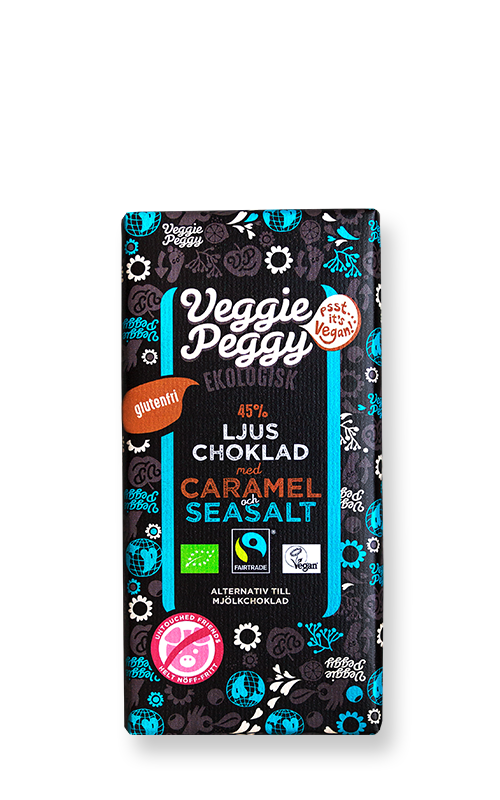 Veggie Peggy vegansk laktosfri choklad karamell havssalt